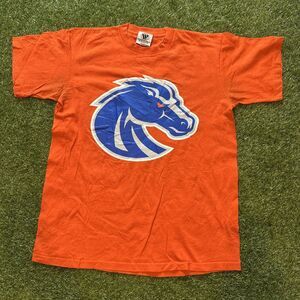 VTG Y2K Boise State Broncos Made In USA Orange Graphic Logo T Shirt Mens Medium